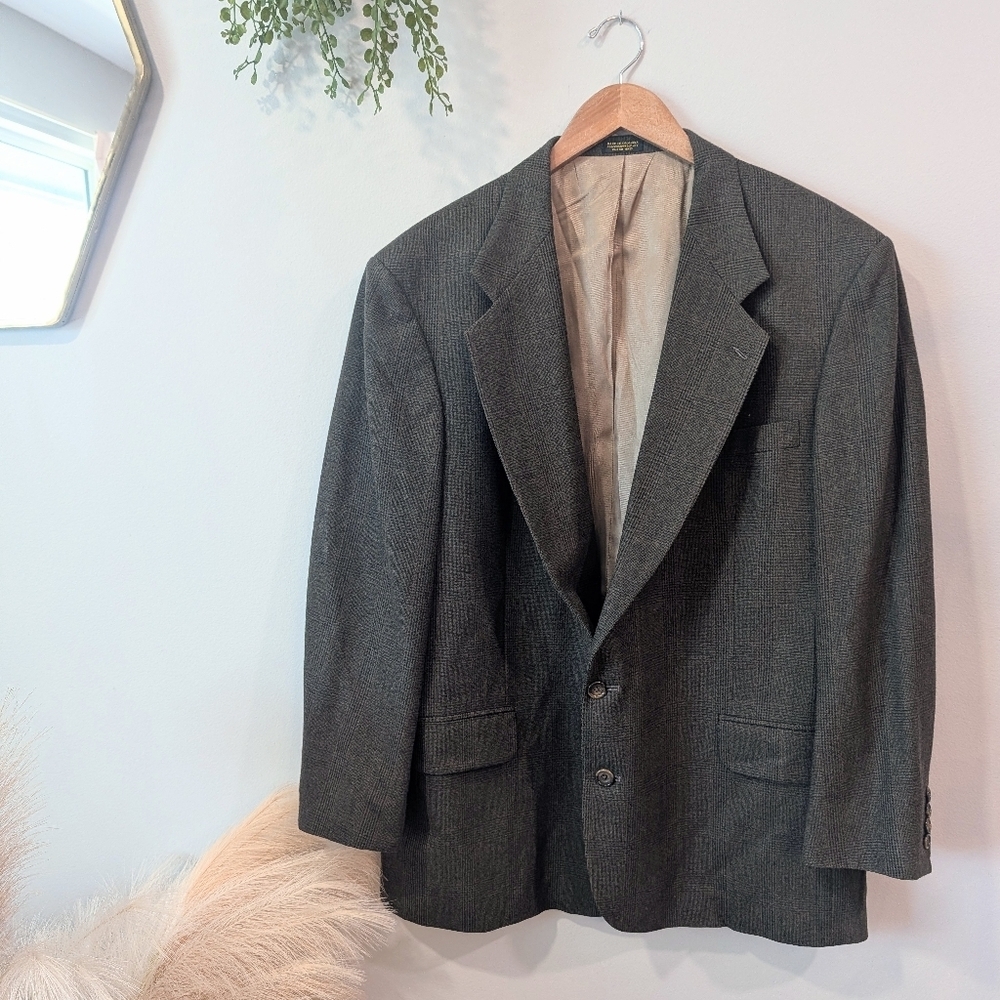 Oscar de la Renta Grey And Brown Sport Coat Sz 48r